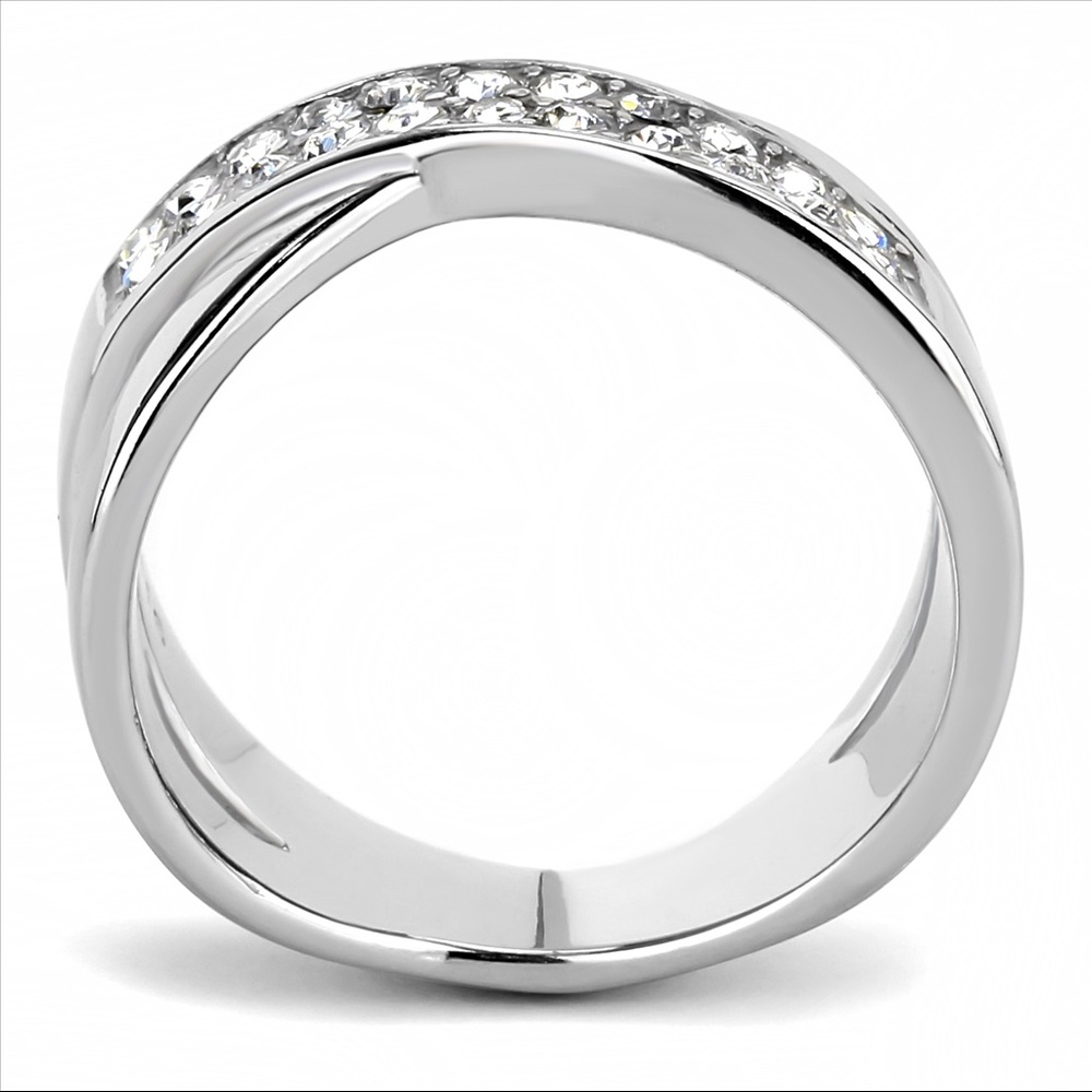 STAINLESS STEEL Top Grade Crystal Crossover Ring - Picture 16 of 16